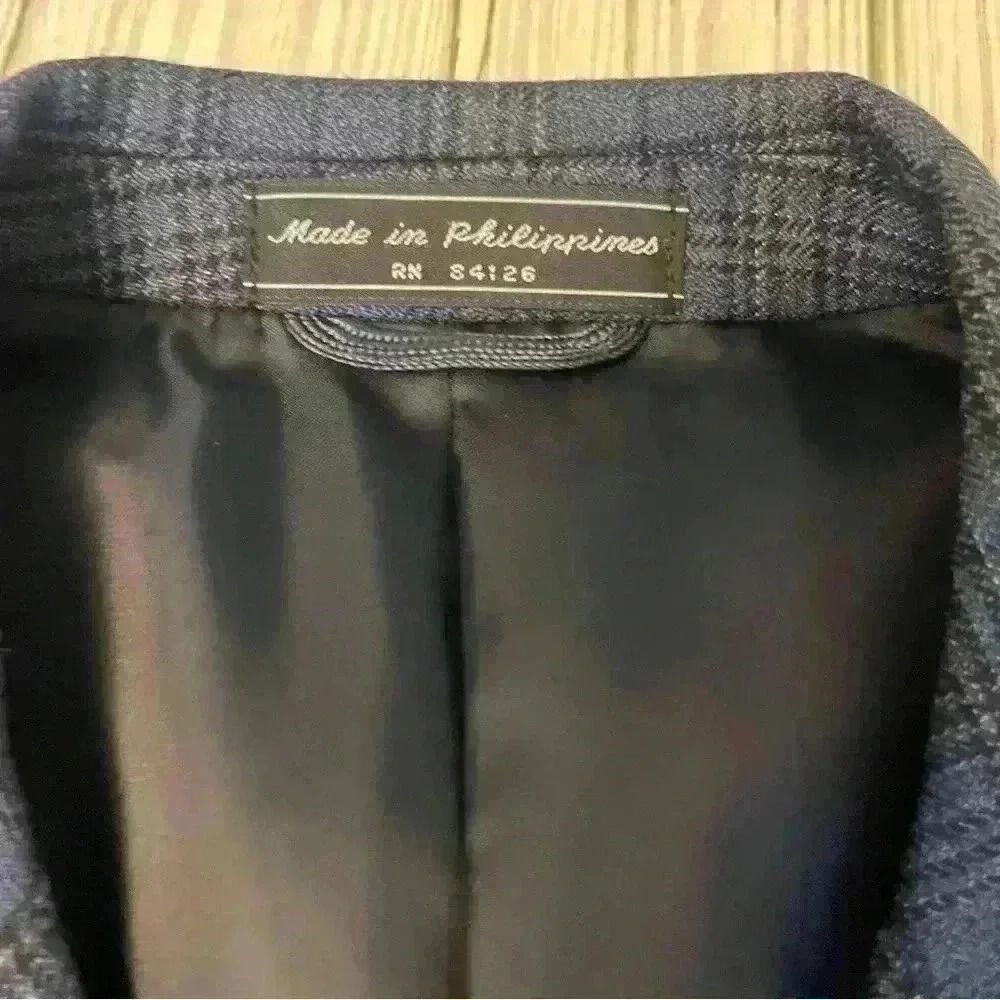 Haspel Traveler Seersucker Navy Wool Glenplaid Sports Coat - Picture 4 of 9